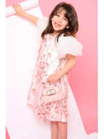 Alternative view of فستان معرق أبيض مع ورود أنيقة