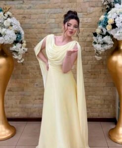 فستان ناعم ليموني شيفون تصميم جديد