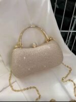 حقيبة سهرة يدويه مزينه بالترتر والخرز  مع حزام