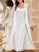 Alternative view of مجموعة من قطعتين فستان ناعم بتدخيلة دانتيل