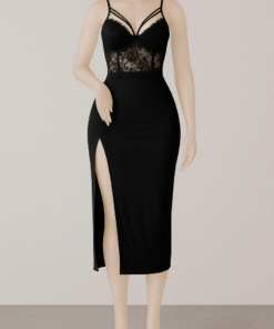 Alternative view of فستان نوم نسائي مزين بالدانتيل بتصميمات متقطعه