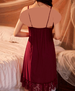 Alternative view of فستان نوم متزين فيونكة من الدانتيل الناعم والمريح