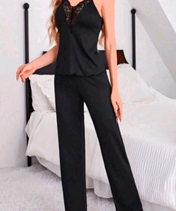 طفم ملابس نوم قميص منسوج من الدانتيل